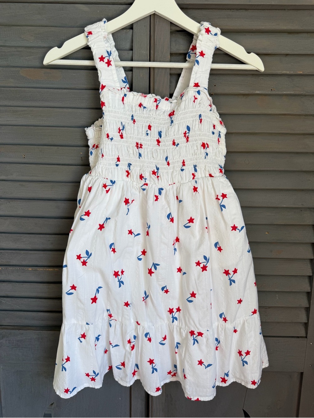 Girls Smocked Patriotic Star Sundress (with pockets!) | Girls Size L 10/12